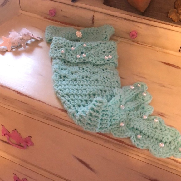 Newborn hand knit mermaid outfit